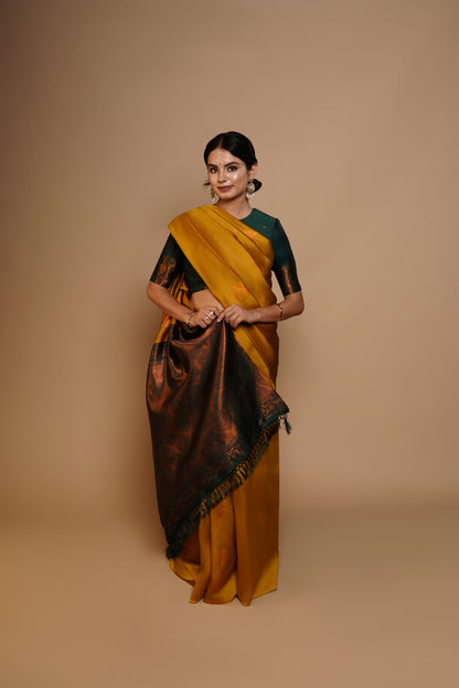 Yamika I Banarasi Silk Saree I Mustard Yellow