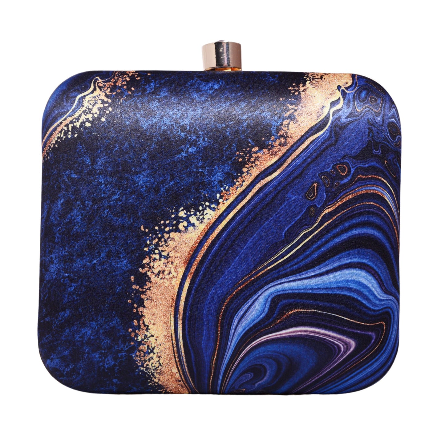 The Evolution Blue & Gold Printed Clutch